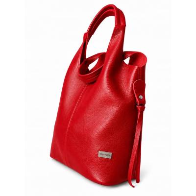 - HIT - CZERWONA TOREBKA SKÓRA NATURALNA SHOPPER A4 TORBA SKÓRZANA