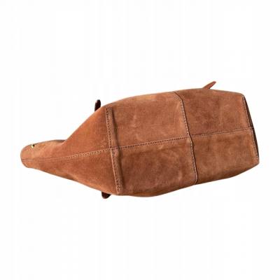 - Camel zamszowa torebka shopper ruda karmelowy ZAMSZ NATURALNY Vera Pelle