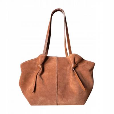 - Camel zamszowa torebka shopper ruda karmelowy ZAMSZ NATURALNY Vera Pelle