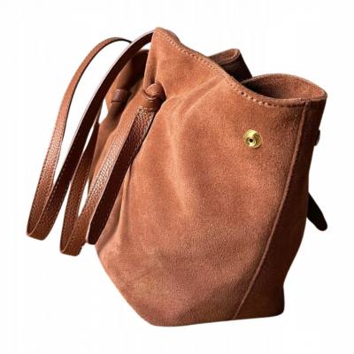 - Camel zamszowa torebka shopper ruda karmelowy ZAMSZ NATURALNY Vera Pelle