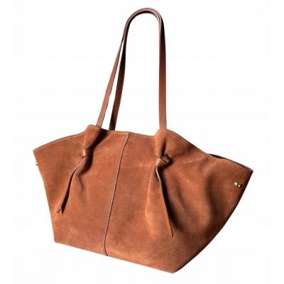- Camel zamszowa torebka shopper ruda karmelowy ZAMSZ NATURALNY Vera Pelle