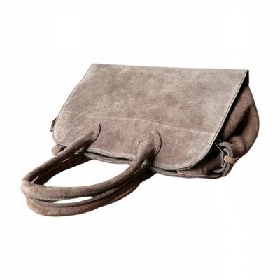 - BORSE IN PELLE Cappuccino zamszowa torebka kuferek shopper XL taupe