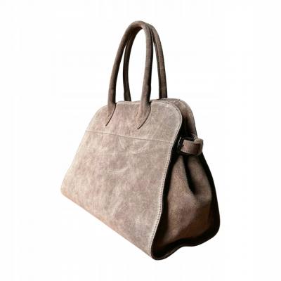 - BORSE IN PELLE Cappuccino zamszowa torebka kuferek shopper XL taupe