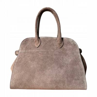 - BORSE IN PELLE Cappuccino zamszowa torebka kuferek shopper XL taupe