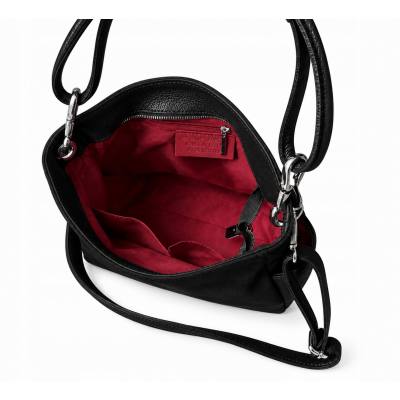 - Czarna torebka shopper ZAMSZ NATURALNY + SKÓRA NATURALNA Vera Pelle