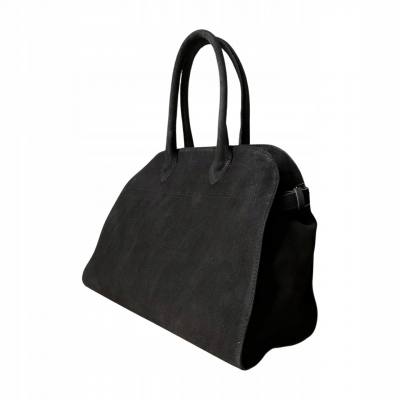 - BORSE IN PELLE Czarna zamszowa torebka kuferek shopper XL