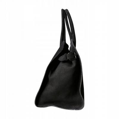 - BORSE IN PELLE Czarna zamszowa torebka kuferek shopper XL