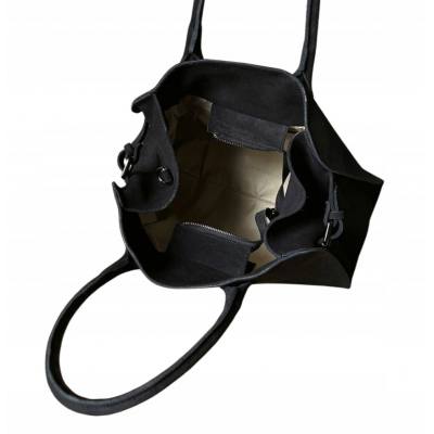 - BORSE IN PELLE Czarna zamszowa torebka kuferek shopper XL