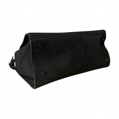 - BORSE IN PELLE Czarna zamszowa torebka kuferek shopper XL