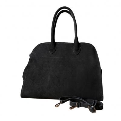 - BORSE IN PELLE Czarna zamszowa torebka kuferek shopper XL