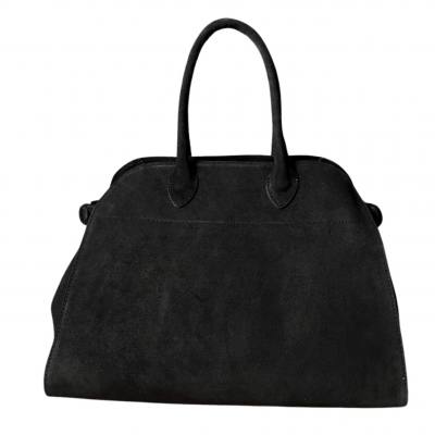 - BORSE IN PELLE Czarna zamszowa torebka kuferek shopper XL