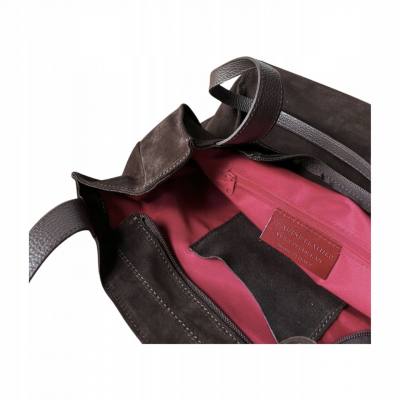 - Czekoladowa zamszowa torebka shopper ciemny brąz ZAMSZ NATURALNY Vera Pelle