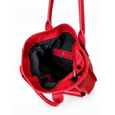 - HIT - CZERWONA TOREBKA SKÓRA NATURALNA SHOPPER A4 DAMSKA TORBA SKÓRZANA