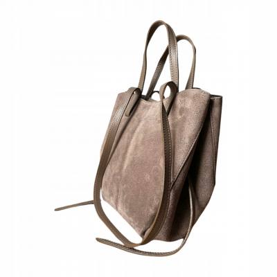 - cappuccino zamszowa torebka taupe shopper ZAMSZ NATURALNY łódka