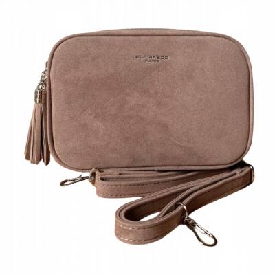 - Flora&Co taupe zamszowa torebka listonoszka cappuccino zamsz frędzle Flora