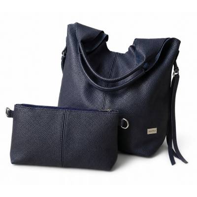 - HIT - GRANATOWA TOREBKA SKÓRA NATURALNA SHOPPER A4 TORBA SKÓRZANA