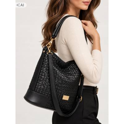 - Gallantry Paris czarna torebka shopper pleciona skóra eko listonoszka