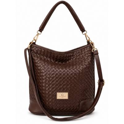 - Gallantry Paris czekoladowa torebka shopper pleciona skóra eko listonoszka