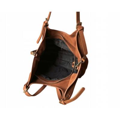 - Camel zamszowa torebka shopper XL ruda karmelowa ZAMSZ NATURALNY A4 Vera Pelle