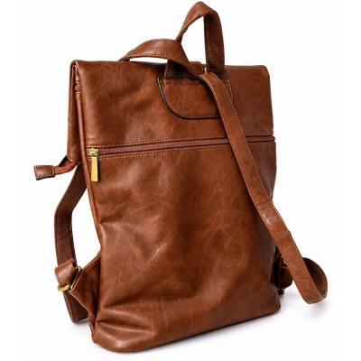 - PAOLO BAGS Brązowy Plecak Damski Vintage Eko Skóra rudy plecak Miejski A4