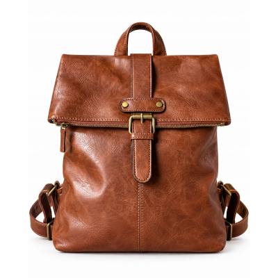 - PAOLO BAGS Brązowy Plecak Damski Vintage Eko Skóra rudy plecak Miejski A4
