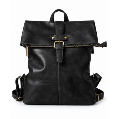 - PAOLO BAGS Czarny Plecak Damski Vintage Eko Skóra Modny Plecak Miejski A4