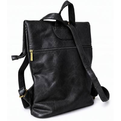 - PAOLO BAGS Czarny Plecak Damski Vintage Eko Skóra Modny Plecak Miejski A4