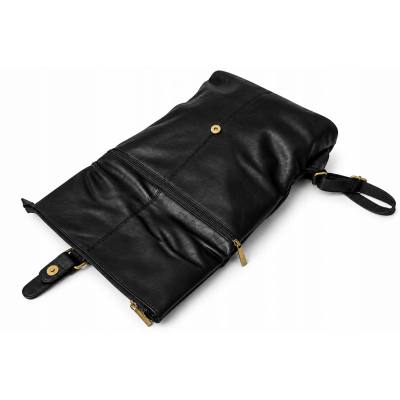 - PAOLO BAGS Czarny Plecak Damski Vintage Eko Skóra Modny Plecak Miejski A4