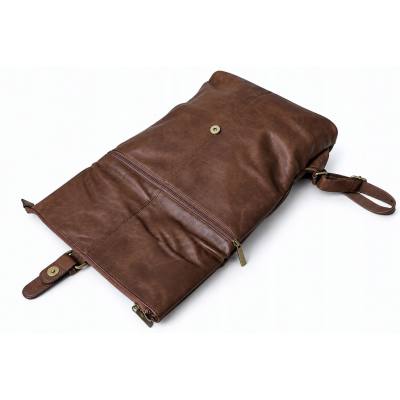 - PAOLO BAGS Plecak Damski Vintage Eko Skóra Brązowy Czekoladowy Miejski A4