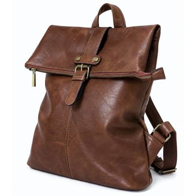 - PAOLO BAGS Plecak Damski Vintage Eko Skóra Brązowy Czekoladowy Miejski A4