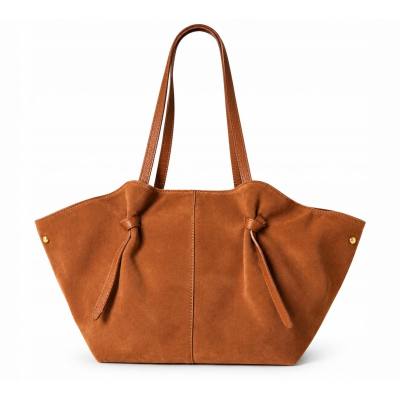 - Camel zamszowa torebka shopper ruda karmelowy ZAMSZ NATURALNY Vera Pelle