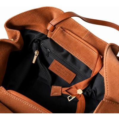 - Camel zamszowa torebka shopper ruda karmelowy ZAMSZ NATURALNY Vera Pelle