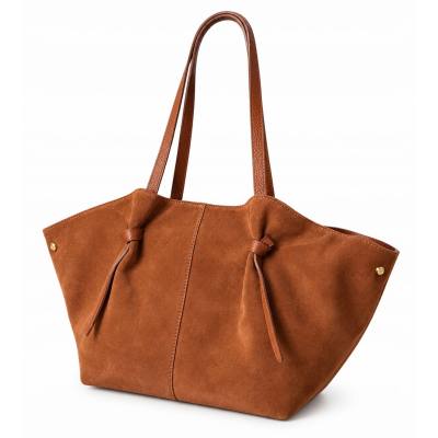 - Camel zamszowa torebka shopper ruda karmelowy ZAMSZ NATURALNY Vera Pelle