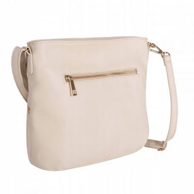 Włoska BEŻOWA JASNA listonoszka torebka MIĘKKA SKÓRA NATURALNA