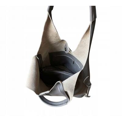 - HIT - SZARA TOREBKA SKÓRA NATURALNA SHOPPER A4 TORBA SKÓRZANA