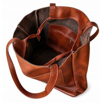 - BRĄZOWA TOREBKA SKÓRA NATURALNA SHOPPER BAG
