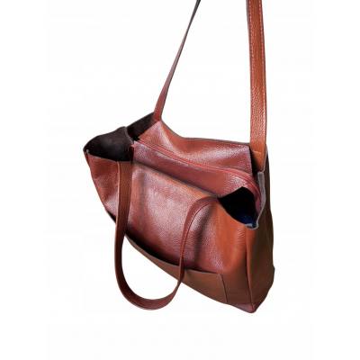 - BRĄZOWA TOREBKA SKÓRA NATURALNA SHOPPER BAG