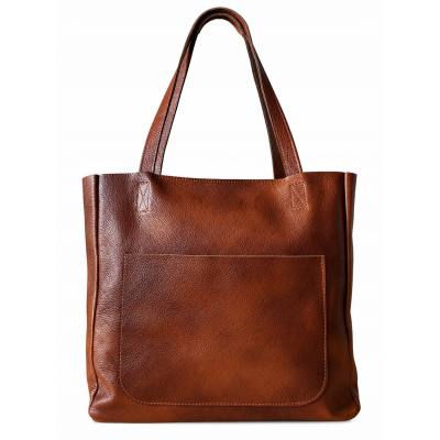 - BRĄZOWA TOREBKA SKÓRA NATURALNA SHOPPER BAG
