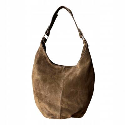- TAUPE ZAMSZOWA TOREBKA WOREK ZAMSZ NATURALNY ZAMEK