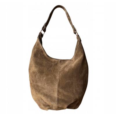 - TAUPE ZAMSZOWA TOREBKA WOREK ZAMSZ NATURALNY ZAMEK