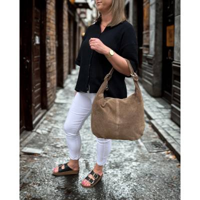 - CAPPUCINO ZAMSZOWA TOREBKA WOREK FANGO TOREBKA ZAMSZ NATURALNY Vera Pelle