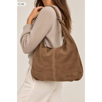- CAPPUCINO ZAMSZOWA TOREBKA WOREK FANGO TOREBKA ZAMSZ NATURALNY Vera Pelle