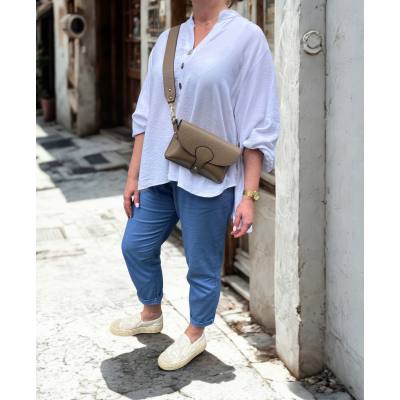- Cappuccino torebka skóra naturalna taupe dolaro Vera Pelle włoska listonoszka
