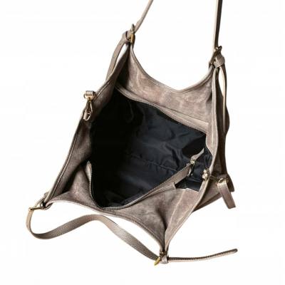 - Taupe zamszowa torebka fango shopper XL cappuccino ZAMSZ A4 Vera Pelle