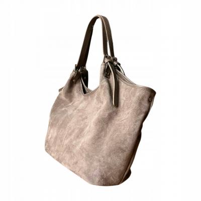 - Taupe zamszowa torebka fango shopper XL cappuccino ZAMSZ A4 Vera Pelle