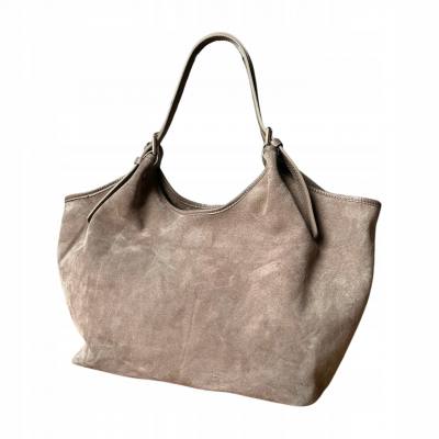 - Taupe zamszowa torebka fango shopper XL cappuccino ZAMSZ A4 Vera Pelle