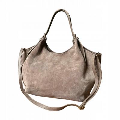 - Taupe zamszowa torebka fango shopper XL cappuccino ZAMSZ A4 Vera Pelle