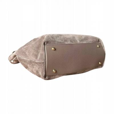 - Taupe zamszowa torebka fango shopper XL cappuccino ZAMSZ A4 Vera Pelle