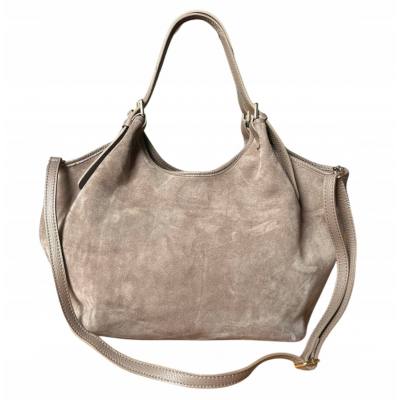 - Taupe zamszowa torebka fango shopper XL cappuccino ZAMSZ A4 Vera Pelle