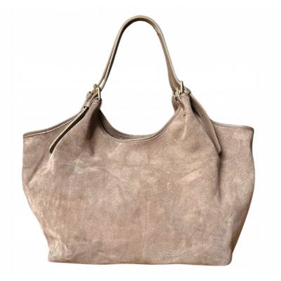 - Taupe zamszowa torebka fango shopper XL cappuccino ZAMSZ A4 Vera Pelle